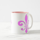 Roze Fleur De Lis Tweekleurige Koffiemok (Voorkant rechts)