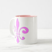 Roze Fleur De Lis Tweekleurige Koffiemok (Voorkant links)