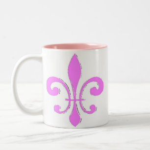 Roze Fleur De Lis Tweekleurige Koffiemok