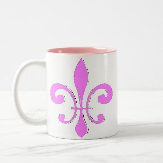 Roze Fleur De Lis Tweekleurige Koffiemok (Links)