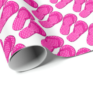 Roze flip flop strand thema cadeaupapier
