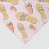 Roze Flip Flop Tropische Bling Tissuepapier (Detail)