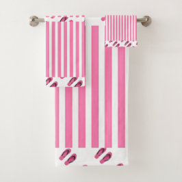 Roze Flip Flops Kids Wit Bad Handdoek