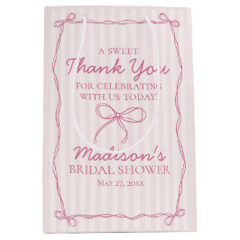 Roze flirterige strik pastel bruidsfeest cadeautje medium cadeauzakje