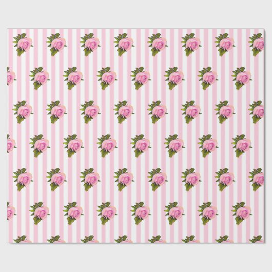 Roze flora Chic-Rozen shabby Gift Wrap Cadeaupapier (Vlak)