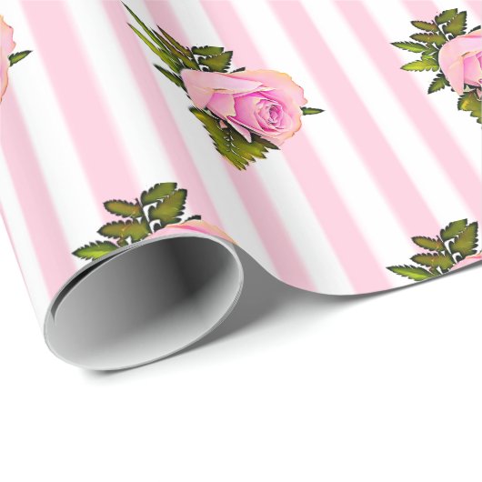 Roze flora Chic-Rozen shabby Gift Wrap Cadeaupapier (Rol Hoek)