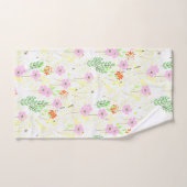 Roze Flora En Loof  Bad Handdoek (Handdoek)