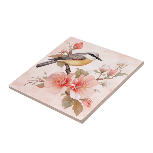 roze Flora & Fauna Art Tegeltje (Zijkant)