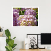 Roze Flora Hydrangea Bloemen kunstprints Poster (Thuiskantoor)