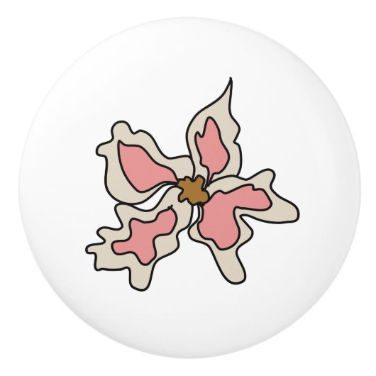Roze Flora Knob Keramische Knop (Voorkant)