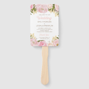 Roze Flora Trouwprogramma Fan Handwaaier