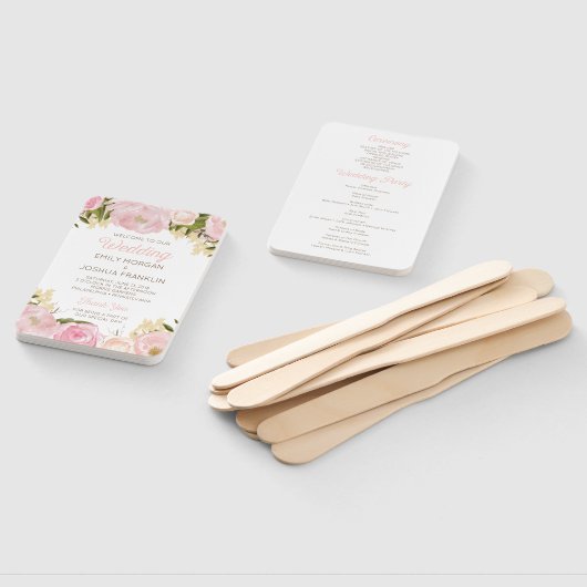 Roze Flora Trouwprogramma Fan Handwaaier (Niet-gemonteerd)