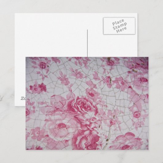  roze floraal briefkaart (Voorkant / Achterkant)