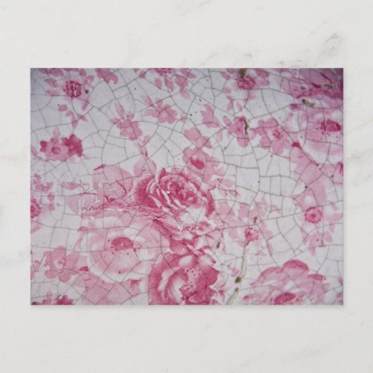  roze floraal briefkaart (Voorkant)