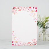 Roze floraal briefpapier (Staand voorkant)