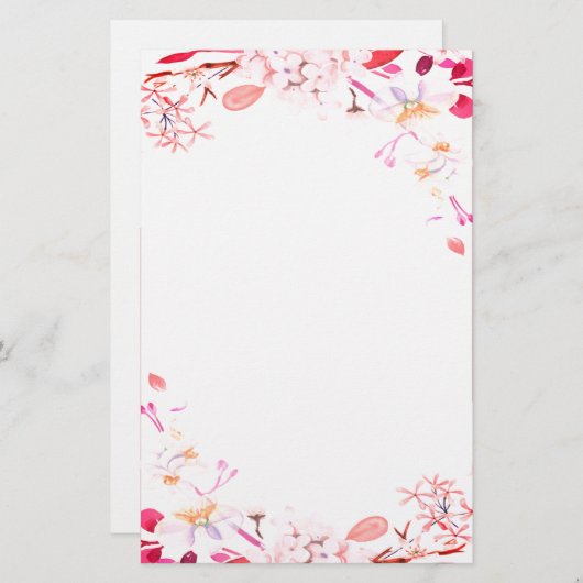 Roze floraal briefpapier (Voorkant / Achterkant)