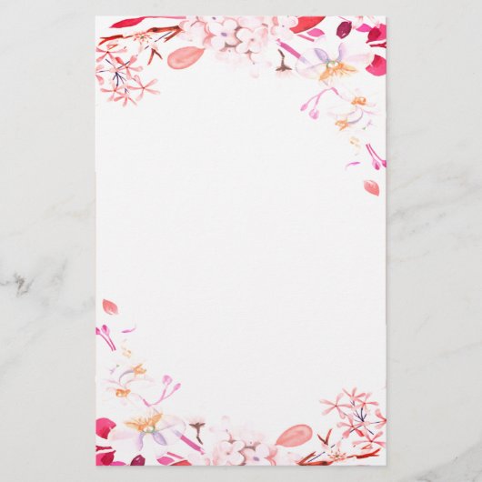 Roze floraal briefpapier (Voorkant)