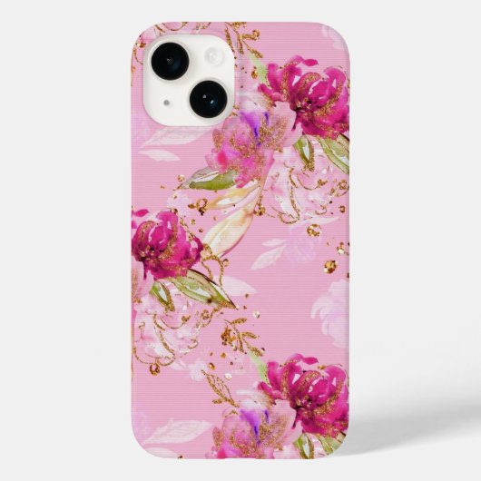 Roze floraal Case-Mate iPhone case (Achterkant)