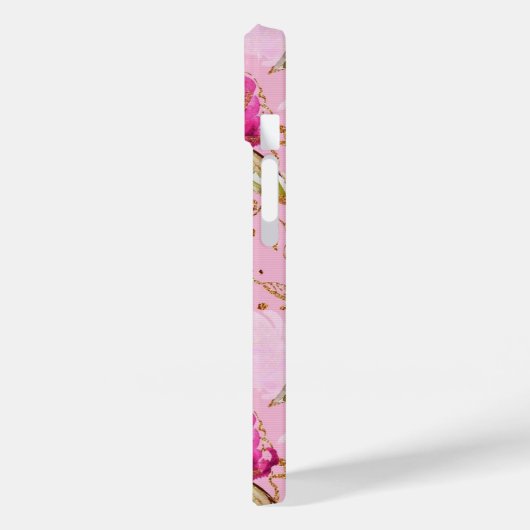Roze floraal Case-Mate iPhone case (Achterkant / Links)