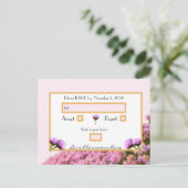 Roze floraal en goud RSVP Briefkaart (Staand voorkant)
