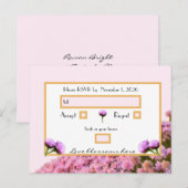 Roze floraal en goud RSVP Briefkaart (Voorkant / Achterkant)