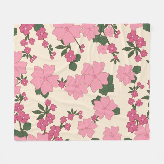 Roze floraal fleece deken (Voorkant (Horizontaal))