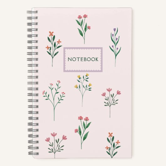 Roze floraal gepersonaliseerd notitieboek (Voorkant)