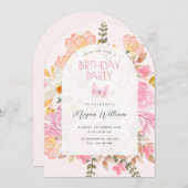 Roze floraal kaart (Voorkant / Achterkant)