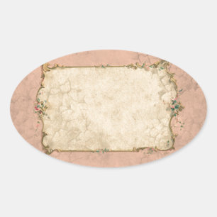 Roze  floraal lijst ovale sticker