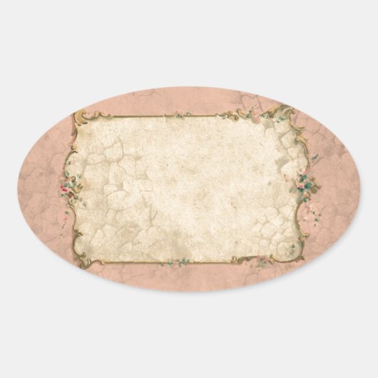 Roze floraal lijst ovale sticker (Voorkant)