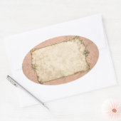 Roze floraal lijst ovale sticker (Envelop)