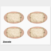 Roze floraal lijst ovale sticker (Vel)