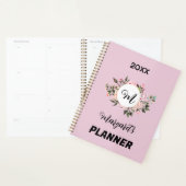 roze floraal met monogram en tekst planner (Display)