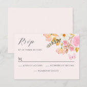 Roze floraal RSVP kaartje (Voorkant / Achterkant)