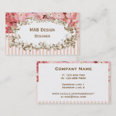  roze floraal visitekaartje (Voorkant / Achterkant)