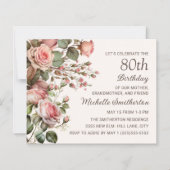 Roze Floral 100e grootmoeder 80e verjaardag (Voorkant)