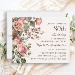 Roze Floral 100e grootmoeder 80e verjaardag