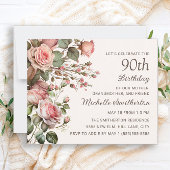 Roze Floral 100e grootmoeder 90e verjaardag