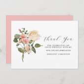  Roze Floral 100e verjaardag Dank u (Voorkant / Achterkant)