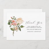 Roze Floral 100e verjaardag Dank u (Voorkant / Achterkant)