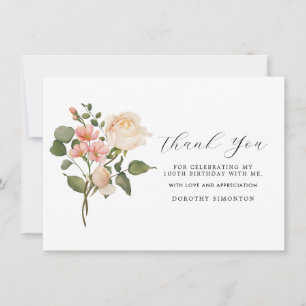 Roze Floral 100e verjaardag Dank u