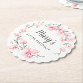 Roze Floral 100e verjaardag Kartonnen Onderzetters (Gekanteld)