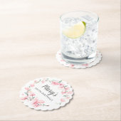 Roze Floral 100e verjaardag Kartonnen Onderzetters (Insitu)