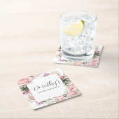 Roze Floral 100th Birthday Party Custom Kartonnen Onderzetters (Insitu)