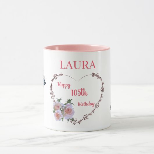 roze Floral 105e verjaardag Mok (Midden)