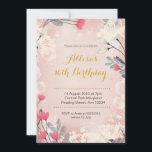 Roze Floral 16th Birthday Invitation (ongeacht de  Kaart<br><div class="desc">Roze Floral 16e verjaardag Uitnodiging voor meisje.
Kan op elke leeftijd worden gewijzigd</div>