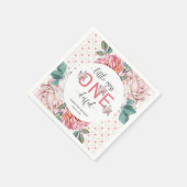 Roze Floral 1e verjaardag Servet (Hoek)