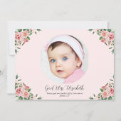 Roze Floral 2 Foto bijbeldoekje voor meisjes Kaart (Achterkant)
