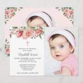 Roze Floral 2 Foto bijbeldoekje voor meisjes Kaart (Voorkant / Achterkant)