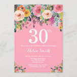 Roze Floral 30th Birthday Invitation Kaart<br><div class="desc">Roze Floral 30e verjaardag uitnodiging voor vrouwen. Waterverf Floral Flower. Roze achtergrond. Roze, geel, Oranje, Paars ventilator. Volwassen verjaardag. 13e 15e 16e 18e 21e 30e 40e 50e 60e 70e 90e 100e, Alle leeftijden. Voor verdere aanpassing, te klikken gelieve de knoop "van de Aanpassing het"en ons ontwerphulpmiddel te gebruiken om deze...</div>